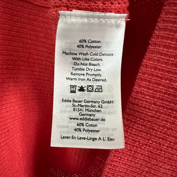 Eddie Bauer Women's Crew Neck Sweater Large Coral Cotton‎ Blend Pullover Top - Picture 6 of 8
